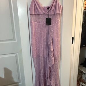 NBD Sinatra Gown Purple Lace Sheer Maxi Dress